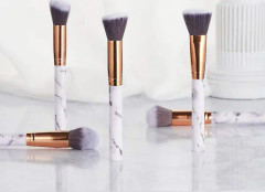 Marmor Makeup Borste Set Med Borsthållare, Ansikts Makeup Borste Sets vit10st