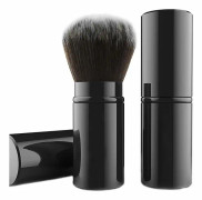 Hopfällbar Kabuki Makeup Borste, Resepulver Borste för Rouge, Polering, Flawless Puder Kosmetika, Bärbar Ansikts Rouge Borste med Omslag