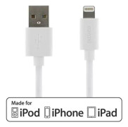 Deltaco USB-synk/laddarkabel till iPad/iPhone, 50 cm, MFI, vit