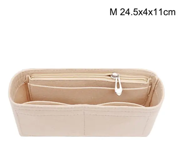 Multi-Pocket Women Insert Bag Handväska i filttyg Beige Beige M