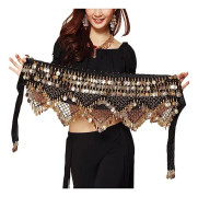 Damer Sweet Belly Dance Hip Scarf med Gold Coin Kjol Wrap, Be