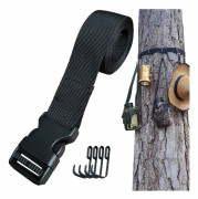 Remhängare - Multi Hook Webbing Black Tree Stand Tree Holder för jaktutrustning - Utomhus Tree Stand Bow Gear Hanger för jakt camping fiske