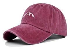 3D-broderad keps Bergsbroderi Peaked Cap Solskyddskeps Brevkeps Böjd takfot Truckkeps Partihandel Cb3432Vinröd Justerbar