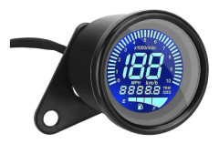 Svart universell motorcykel digital hastighetsmätare multifunktionell färgstark LCD motorcykel racer varvräknare