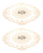 Blomsterkoppar 2 st spetsdukar mjölksilke broderade bordsdukar värmebeständiga bordsmattor bordsdukar bordsdekoration för bröllop födelsedagsmiddagsfestdekor 31*42cm
