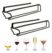 Set med 2 metall hängande vinglas hållare, skåpinsert glashållare (svart) black