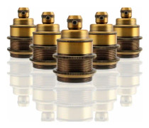 MINKUROW Set med 5 E27 lamphållare vintage metalllook bas E27 retro industriell look taklampa bas antik mässing