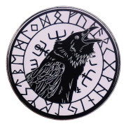 Tribal Viking Odin Raven Emalj Pin Magic Runkompass Vegvisir Kråkbrosch Pagan Rune Symbol Badge CDQ