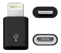 (Svart) Micro USB till Lightning Adapter Converter för iPhone Mobiltelefon iPod iPad