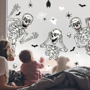 Halloween Skeleton Window Stickers, Stora Party Supplies, No