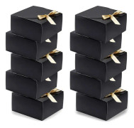 Paket med 10 Stora Kraftpapperspresentaskar med Band, 27x20x8cm, Kvadratiska