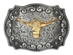 Långt horn Western Bältesspänne Zinklegering Western Cowboy Guld
