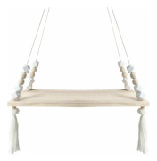 Nordisk vägg hylla med flytande rep tofshylla heminredning trä (38x14cm) - Bli rik