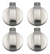 Gasspisknappar, 4 st, metall, 6 mm, silverfärgade, justeringsknappar för gasspis eller ugn
