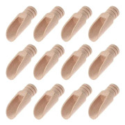 Set med 12 Mini Träskedar - Små Skopor för Salt - Små Bambuskedar - Soppsked för Kryddolja, Kaffe, Te, Socker och Mjölkpulver