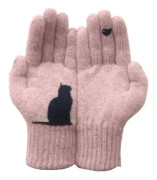 Hela fingervantar Cartoon Cat Print Vinter Varma Kalla Kasmirsvantar Tjocka Ull Stickade Damhandskar