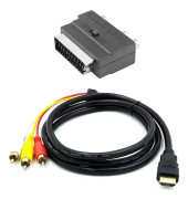 HDMI till 3RCA-kabel 1,5m med SCART-huvud förgyllt