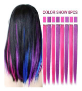 TG Hårbitar för tjejer Princess Party Highlight färgat hår Rosa lila 21'' 8st