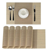6 st placemattor halkfria tvättbara PVC 30 x 45 cm (beige)