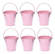 6-pack 4,3 tum färgade galvaniserade hinkar för barn, klassrum och festgåvor (rosa) Pink