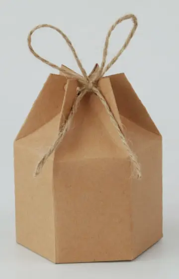 50 Kraft presentförpackningar, hexagonala Kraft pappersgodisaskar, kartong