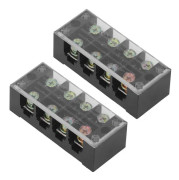 Kopplingsplint Dubbelrad Skruvklämma Trådkopplingsplint med Transparent Skydd för Brobelysning 60A 600V 2st 4 Positioner (604)