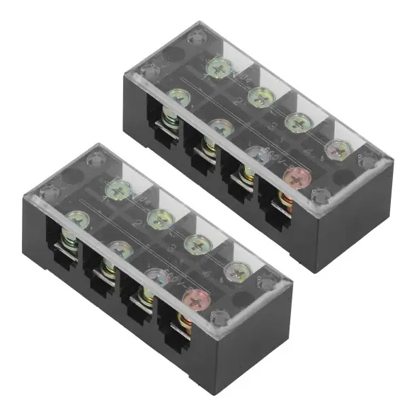 Kopplingsplint Dubbelrad Skruvklämma Trådkopplingsplint med Transparent Skydd för Brobelysning 60A 600V 2st 4 Positioner (604)