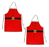 2pack Julförkläde Unisex rött köksförkläde Julfamiljsmatlagningsförkläde