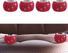4-pack bilhuvudstödskrager, bilhuvudstödskrager ringar dekor bling kristalldiamant (röd) Red