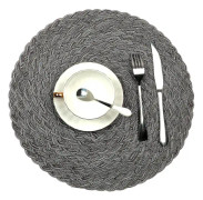 Runda placemats värmebeständiga fläckbeständiga halkfria tvättbara polypropen bordsmattor placemats (set om 4, flätad-grå)