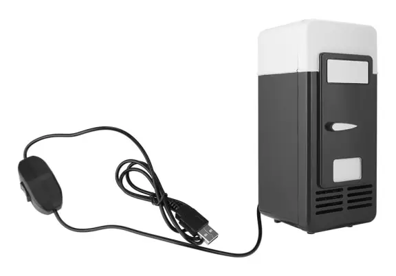 PC USB Mini Kylskåp Kylskåp Dryckesburk Kylare Varmare Svart