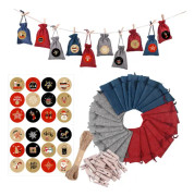 Jul adventskalender Godispåse Set för DIY-fyllning presentpåsar Present