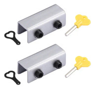 2 set skjutbara säkerhetsfönsterlås med nyckel, fönsterstoppar för vertikal och horisontell skjutdörr
