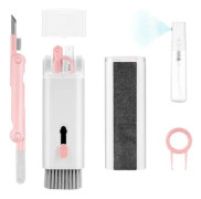 7 i 1 Elektronik Hörlurar Rengörings Kit Bärbar Tangentbord Rengörings Borste Set rosa