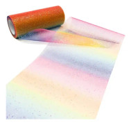 1 st Rainbow Gradient Glitter Tulle Rulle Tyg Band Tulle Band Rulle (6 I 10 Yards), Rainbow color 3