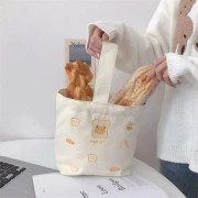 Tote Lunchpåse Tecknad Djurstil Stor Kapacitet Levande Färger Hållbar Canvas Lunchsäck för Box Book Snacks Toast Bear