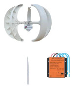 Vindturbin generator, 400W effektutgång, vertikal axeldesign, 12V, Vit