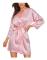 Dam 3-delad pyjamas i issilke med spets och shorts, rosa, L