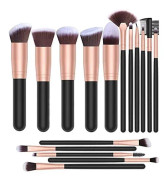 High-end svart guld set professionella kosmetiska borstar 16 st