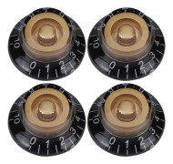 4st Tonkontrollknapp Transparent Bell Volym Musikinstrumenttillbehör för gitarrbas Guld med svart bokstav