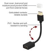 2,0 14 cm Förpackning med 2 HDMI Hane Hona förlängningskabel HDMI Extensio