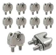 Wire Rope Clamps Wire Rope Clamp U-klämmor U-klämmor - 10 stycken Lämplig för 4 mm tråd, i en uppsättning med en lämplig timglas, tillverkad av rostfritt stål för S