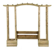 Trädgårdspergola med bänk och planteringskärl Impregnerat furu - SURENHAP - J04859