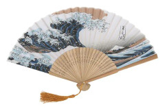 Elegant Janpanese Style Painted Waves Retro Bamboo Folding Fläkt Hemkontorsdekoration(#1)