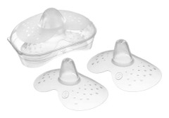 Bröstvårtsskydd (storlek S, 24 mm) - 2-pack silikonbröstvårtsskydd med steriliseringslåda - Mjukt amningstillbehör som hud