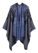 Grå Vintage Poncho Kjol Kappa Sjal Wrap Cardigan C för Kvinnor