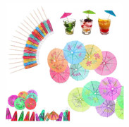 Cocktailparaplyer 30 st Parasolplockar Färgglada Pappersdrinkparaplyer Strand Sommarfest Dekorationer Pinnar