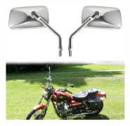 Krom motorcykelspeglar, universal 10 mm sidospeglar för motorcykel Handtagsände Krom motorcykelspeglar för H0NDA, Suzuk!