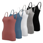 5 st Basic Camisole Justerbar Camisole Spaghetti Strap Linne för kvinnor och flickor (stor (FMY)