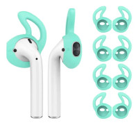 5 par silikonöronspetsar kompatibla med AirPods 1 och 2, mjuka halkfria sportöronsnäckor i silikon, anti-dropp öronsnäcka gelhörlurar (mintgrön)